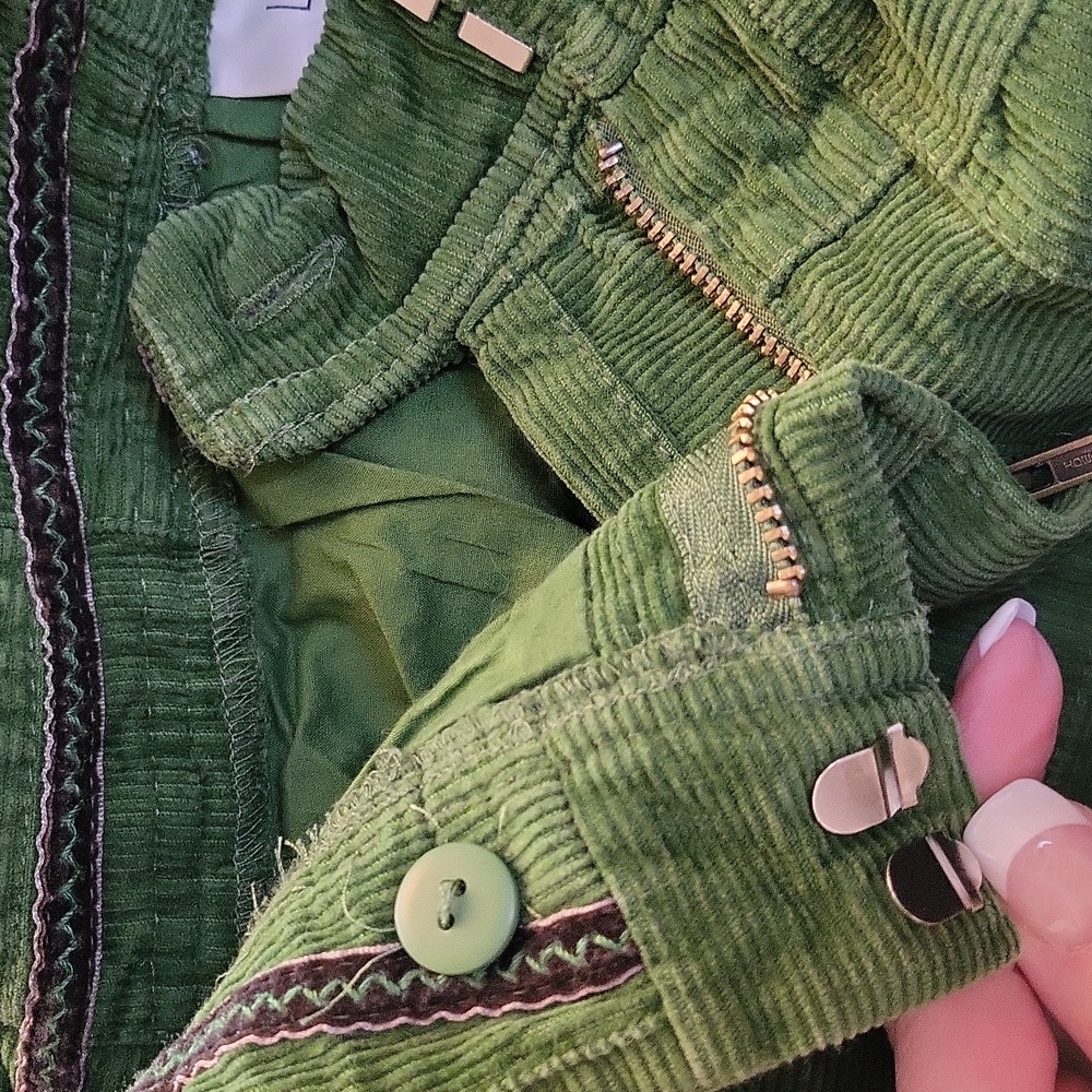 LOFT Green Patchwork Corduroy Mini Skirt - Picture 7 of 8